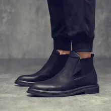 Мужские полусапоги дышащая Мужские ботинки мужские кожаные ботинки; обувь с высоким берцем на открытом воздухе Повседневное Мужская зимняя обувь