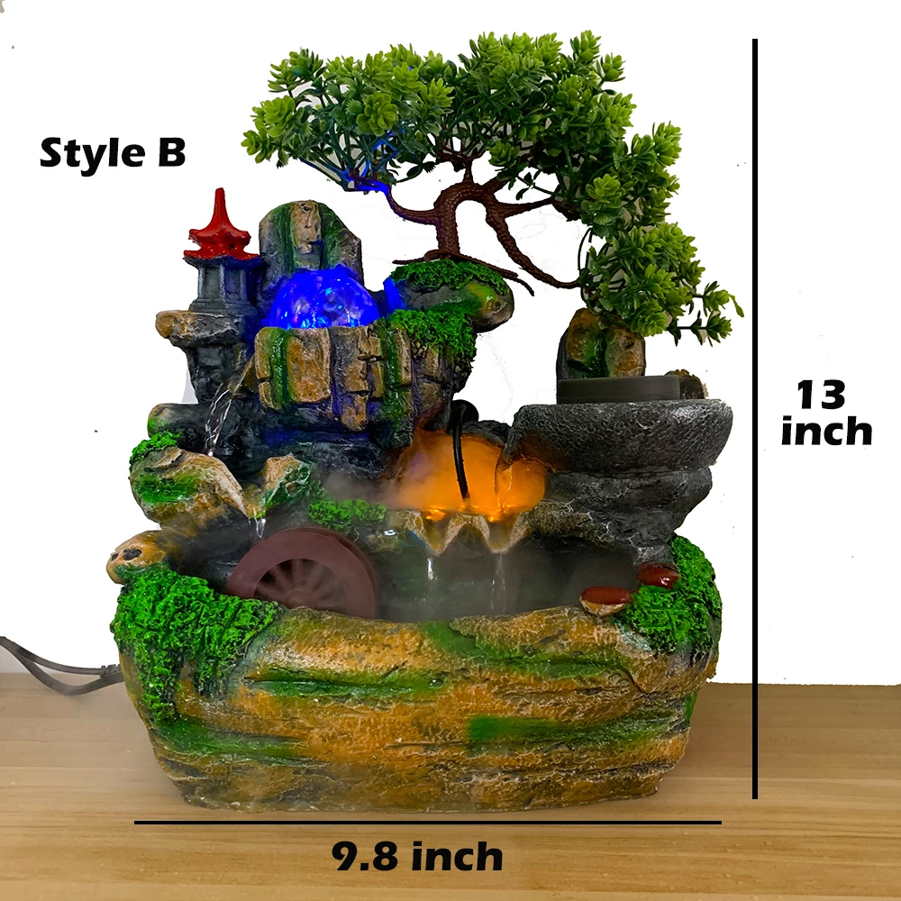 Style B Комнатная столешница, декоративный фонтан из смолы, настольный водопад, украшения для расслабления, медитация, водный звук, украшение фэн-шуй - Цвет: Style B