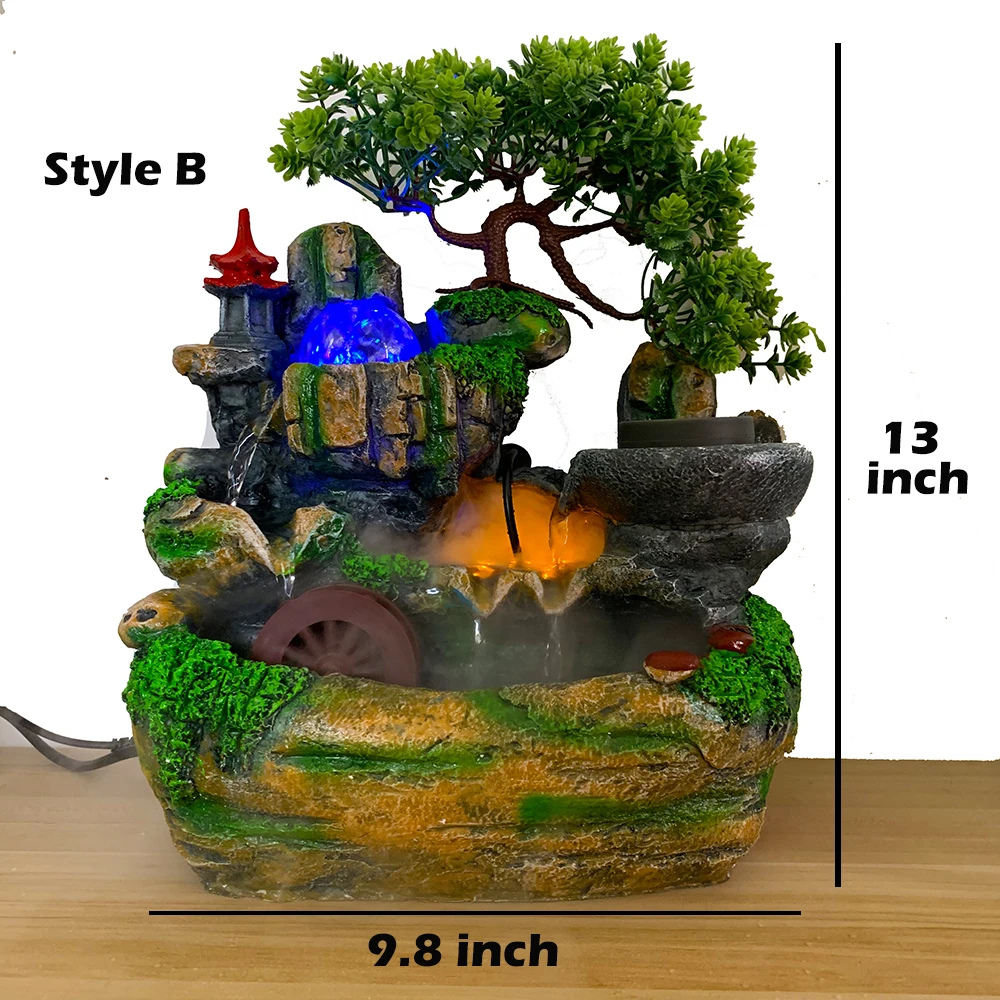 Комнатная столешница, декоративный фонтан из смолы, настольный водопад, украшения для расслабления, медитация, водный звук, украшение фэн-шуй - Цвет: Style B