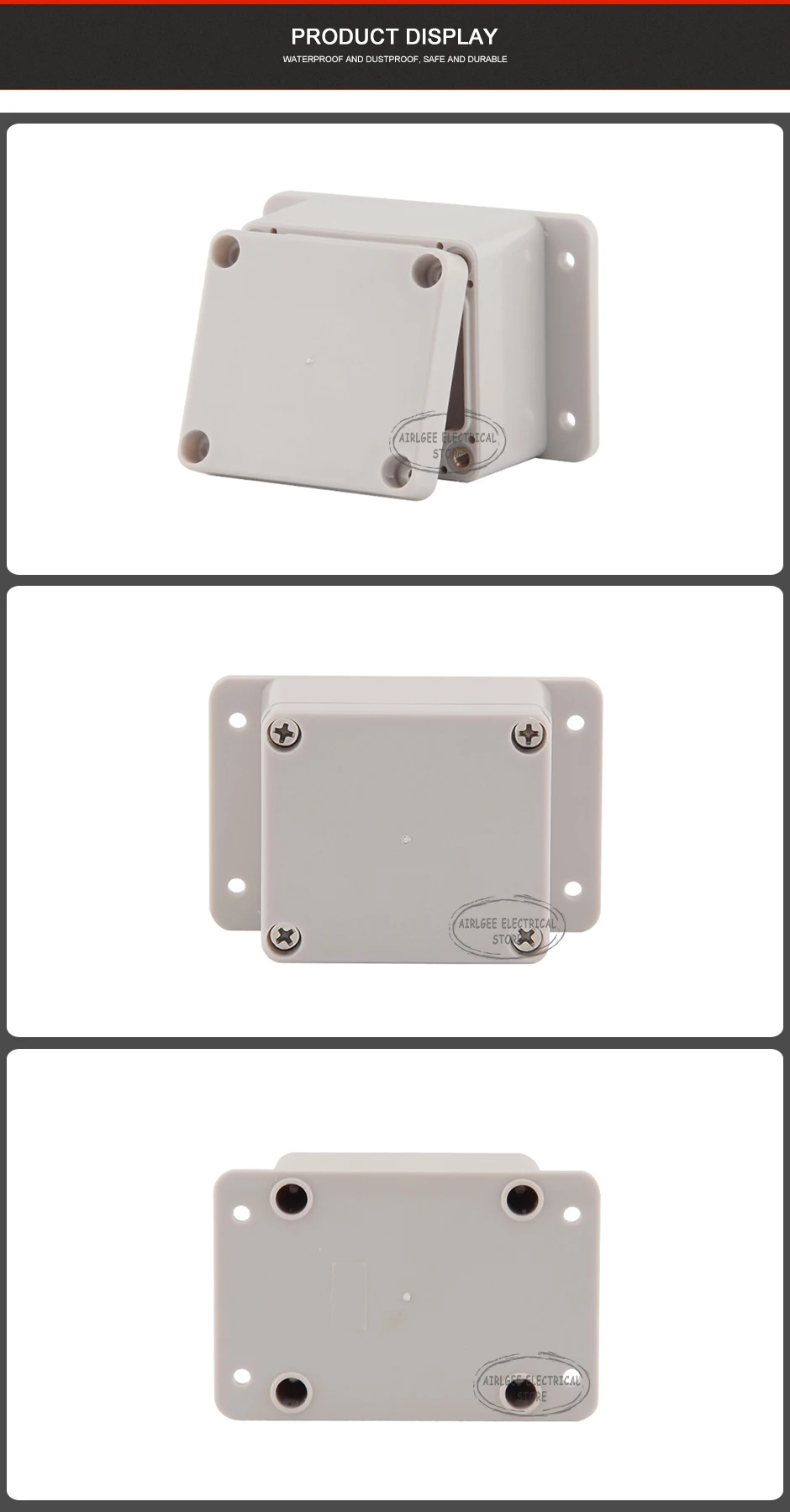 63* 58* 45mm outdoor ABS plastic waterproof junction box with ear seal box monitoring power cord meter box