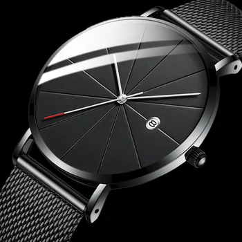 

Mens Fashion Luxury Stainless Steel Quartz Watches Casual Business Male calendar Wristwatches Analog Mesh Watches Montre Homme
