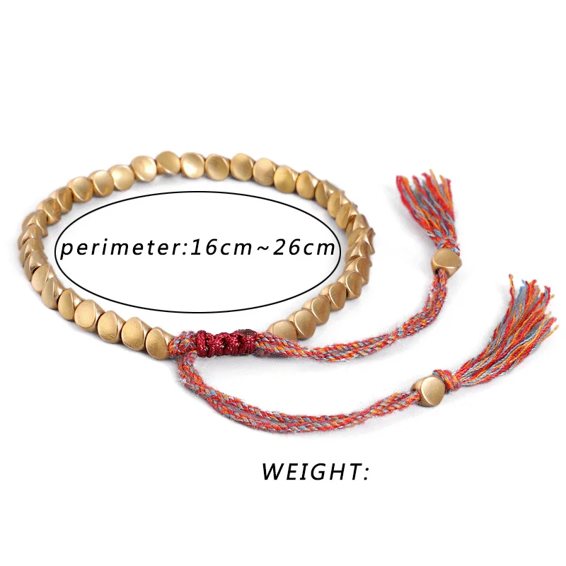 Bracelet Jewelry Handmade Tibetan Buddhist Braided Cotton Copper Beads Lucky Rope Bracelet For Women Men Thread Bracelets bracelet jewelry
