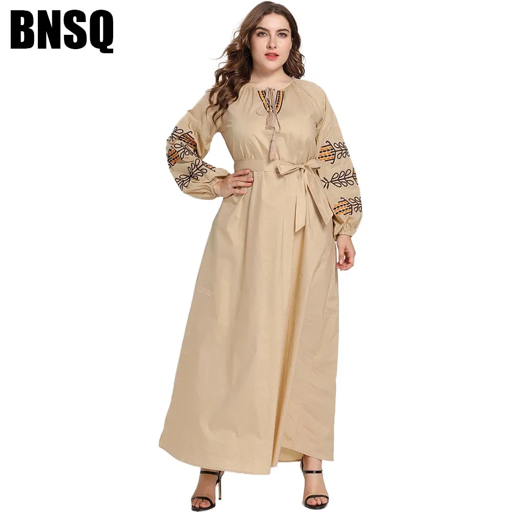 Макси-платье большого размера плюс BNSQ с вышивкой Caftan Marocain Пакистан Исламская