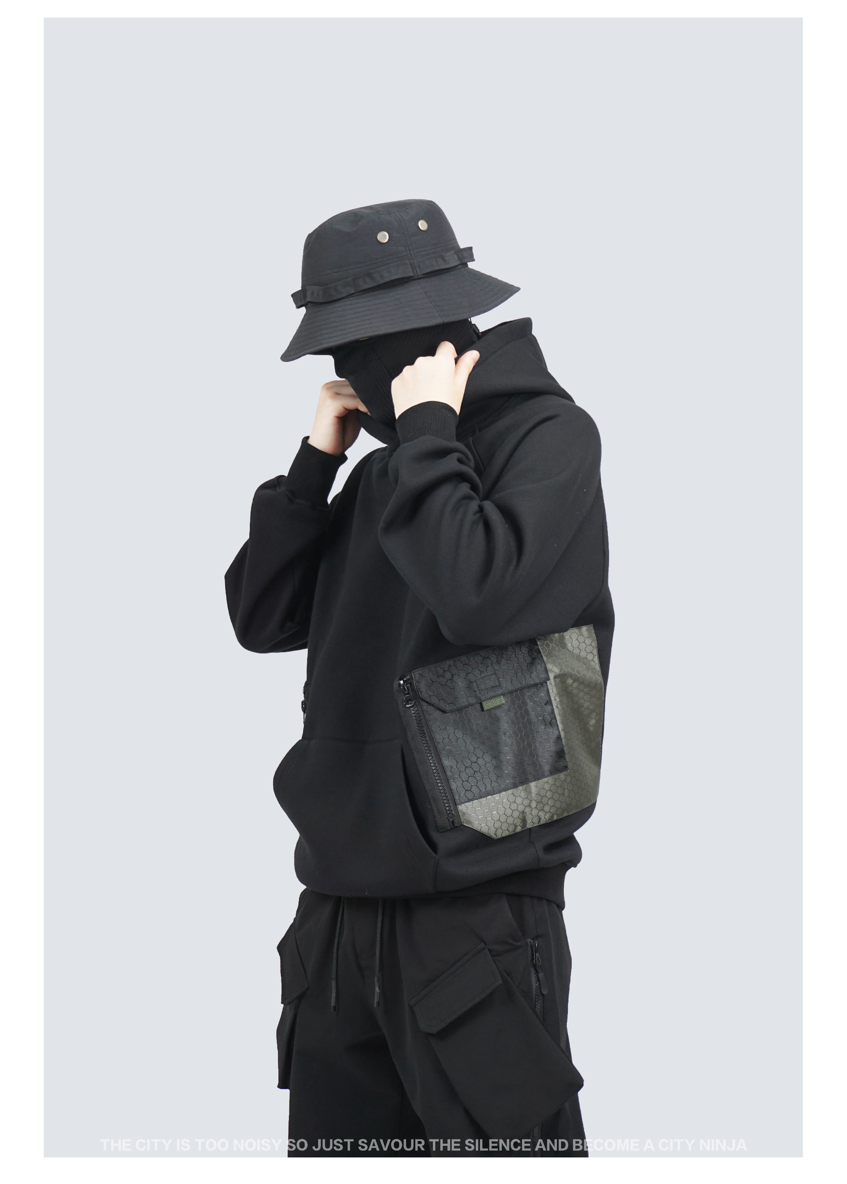 Silenstorm 21aw Contrast colour stitching hoodie versatile multiple pockets techwear techninja warcore streetwear
