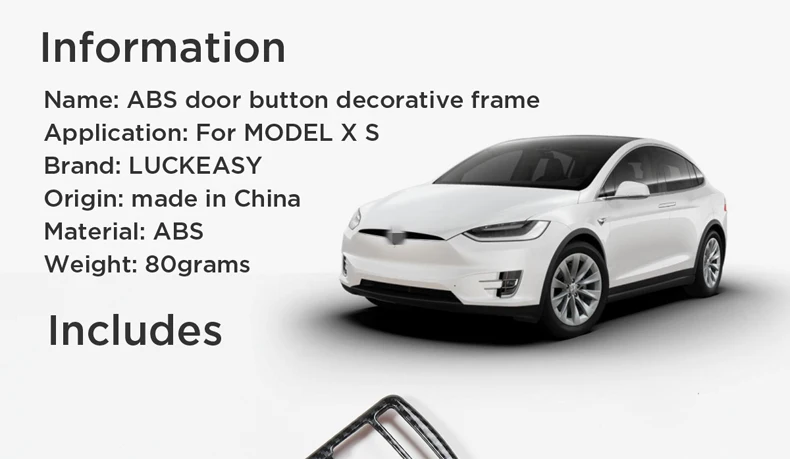LUCKEASY двери автомобиля декоративная рамка для кнопки патч для Tesla модель X- из АБС-пластика с украшением в виде пуговицы защита 5 шт./компл
