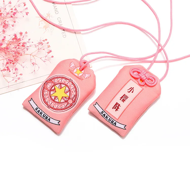 Аниме Card Captor keychian Omamori пятиконечная звезда волшебный круг милые забавные постельное белье с мультяшным рисунком lucky bag японский Благословение Амулет розовый