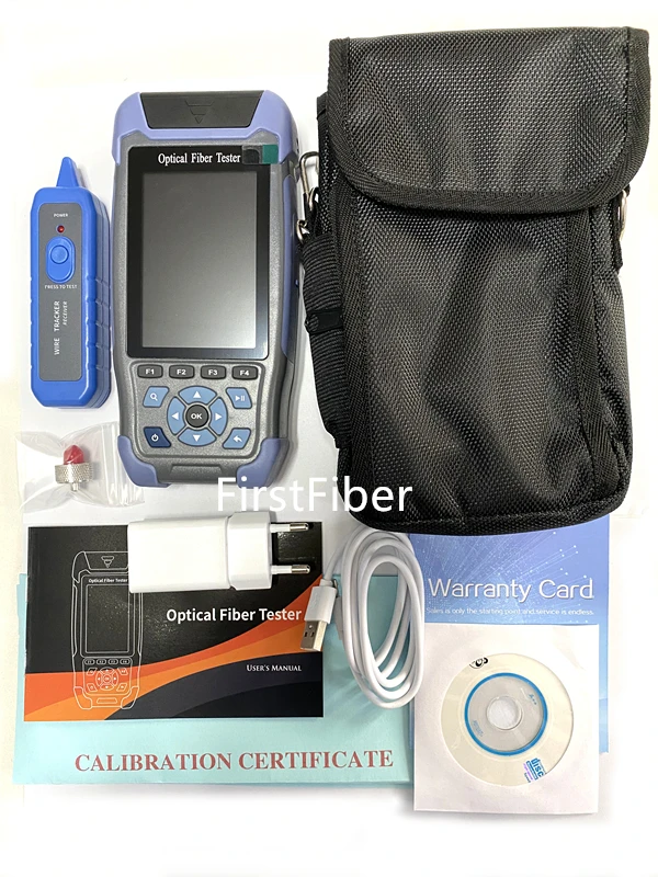 MINI OTDR 1310/1550nm 26/24dB Riflettometro in fibra ottica Touch Screen VFL OLS OPM Mappa eventi Tester per cavi Ethernet