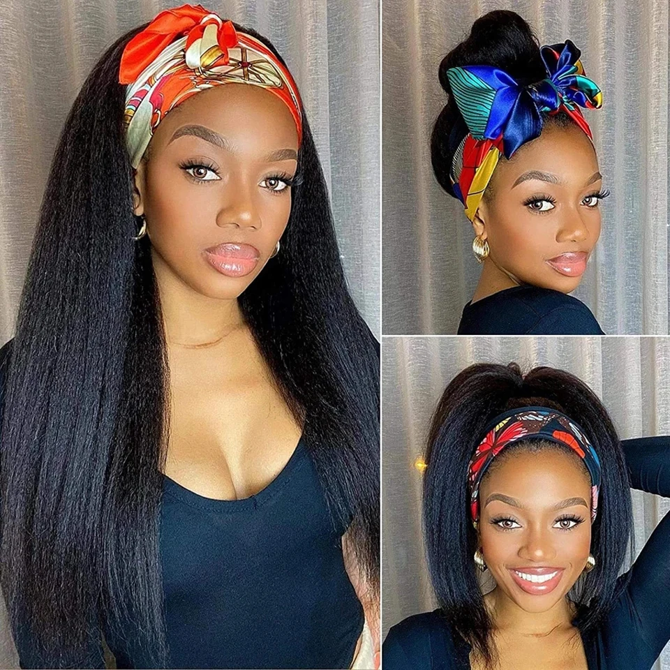 Yaki Headband Wig Human Hair Half Wig With Head band Malaysian Remy