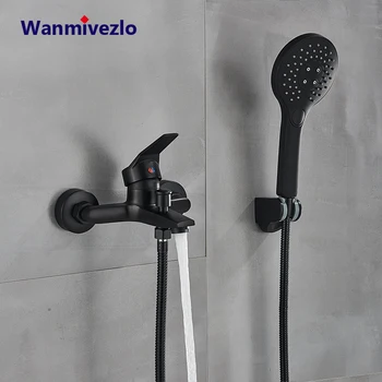 Rubinetto per doccia nero opaco Montaggio a parete Rubinetto per doccia per bagno Rubinetto per vasca Miscelatore per doccia Valvola miscelatrice Valvola di controllo 1
