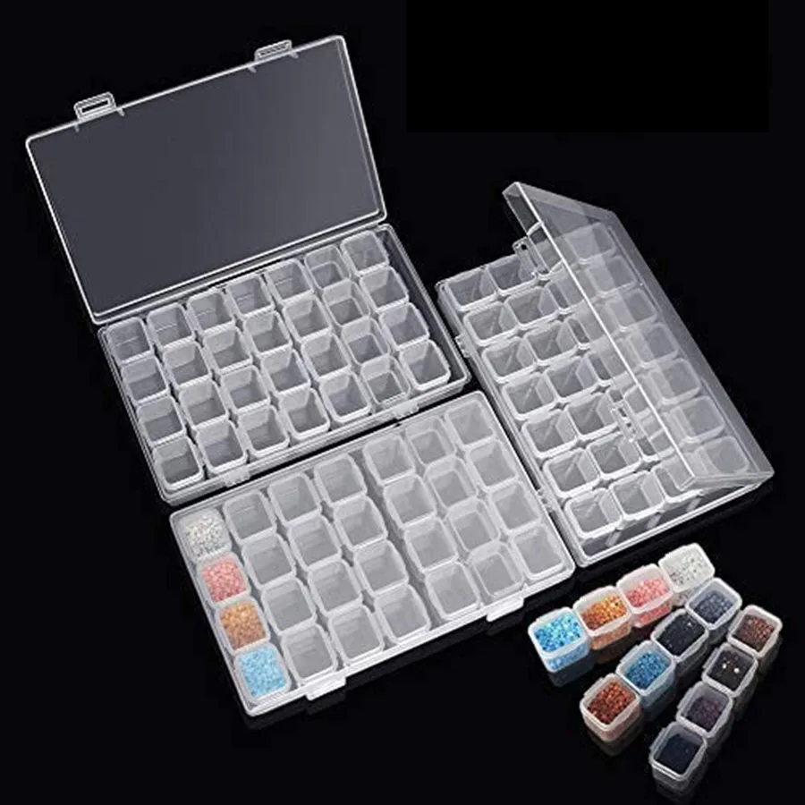 28/56/64/168 Grids Clear Plastic Storage Box For DIY diamond painting Stone Storage Embroidery Accessories Tool Organizer Case