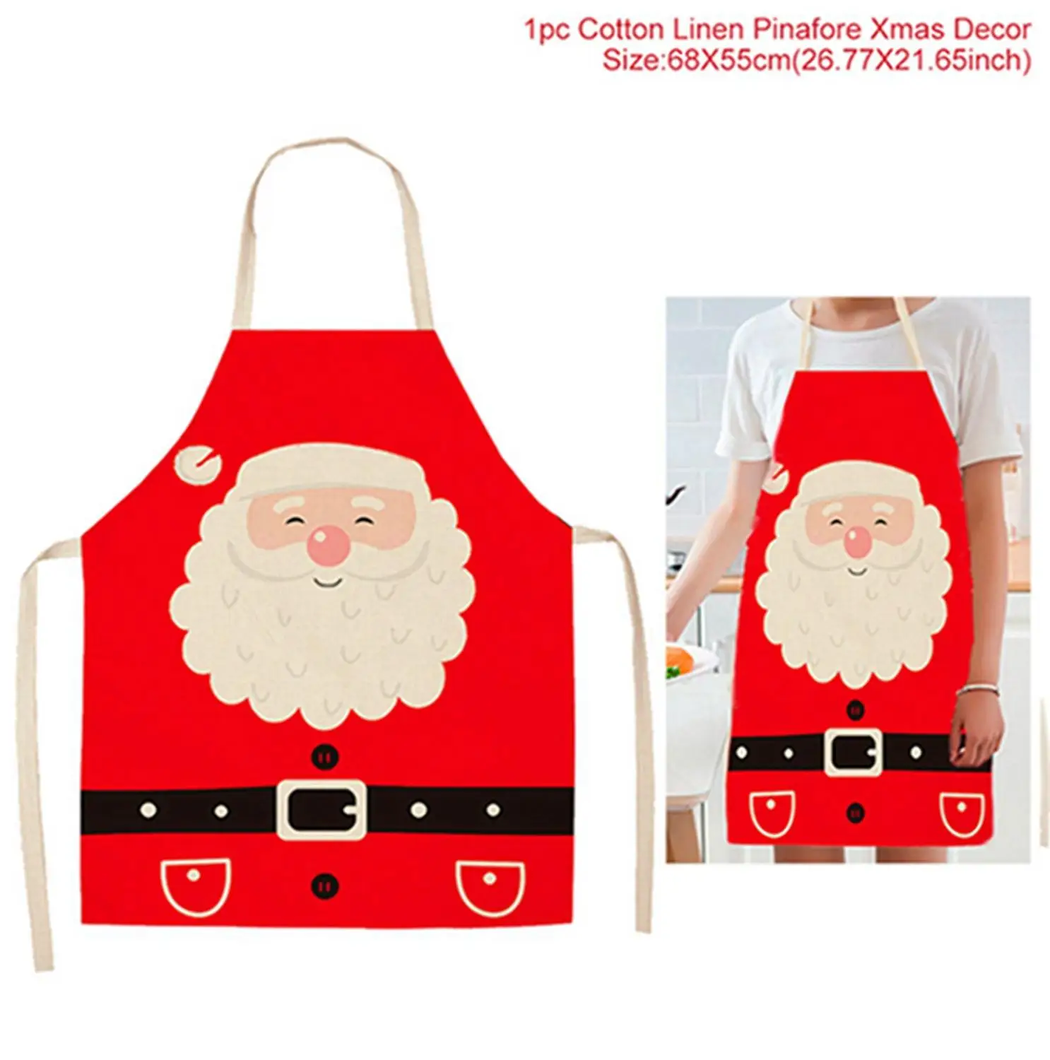 Новогодний фартук с Санта-Клаусом, рождественские украшения для дома, рождественские подарки, рождественские украшения, новогодние подарки - Цвет: Christmas apron G
