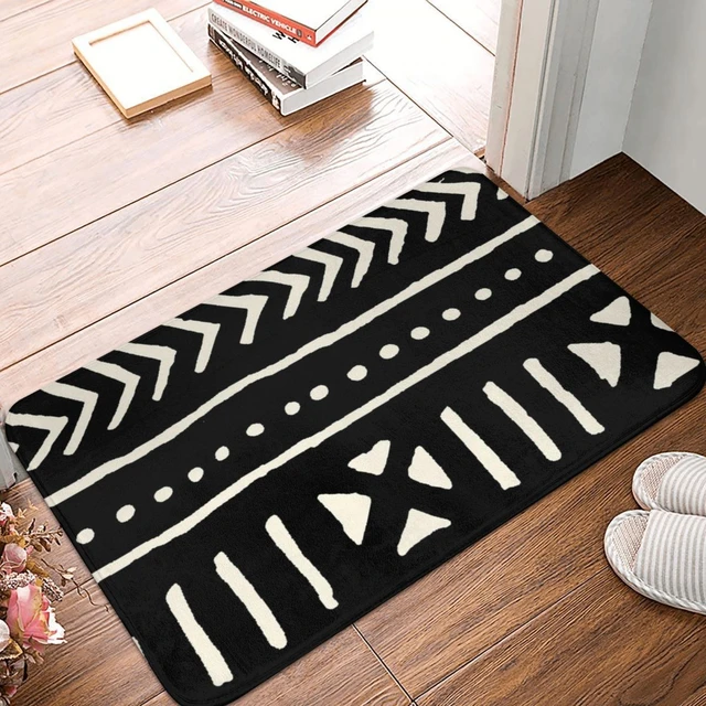 African Mud Cloth Black And White Doormat Carpet Mat Rug Polyester Non-Slip  Floor Decor Bath Bathroom Kitchen Balcony 40x60 - AliExpress