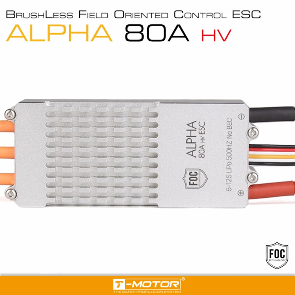 TMOTOR ALPHA 80A HV 6~ 12S LiPo 500HZ NO BEC FOC ESC специально для многовинтового БПЛА