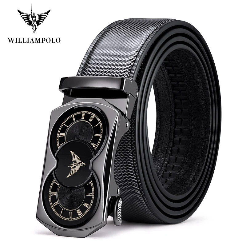 

Williampolo Luxury Brand Designer Leather Mens Strap Automatic Buckle Waist Belt Gold Belt PL119991-93P