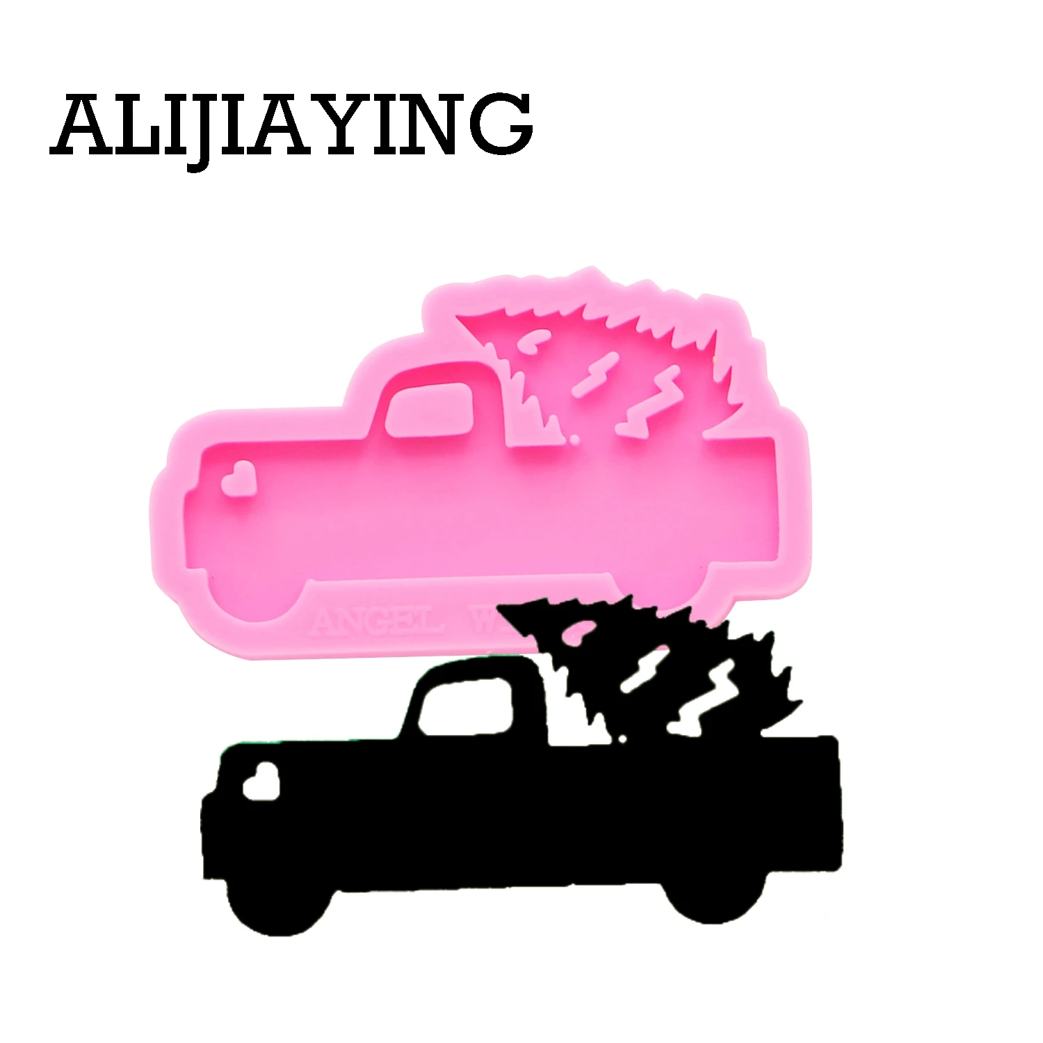 DY0148 блестящий брелок для ключей с изображением грузовика и дерева, силиконовая форма, сделай сам, брелок для автомобиля, подвеска для девочек, ювелирные изделия, забавные брелки - Цвет: Pink DY0148