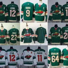 Все сшитые мужские трикотажные изделия Minnesota Zach Parise Mikko Koivu Kevin Fiala