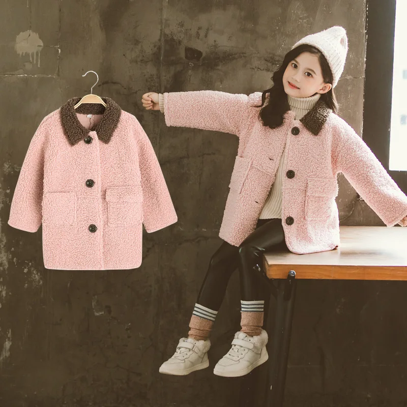 

New Girl Clothing Wool Jackets Baby Thick Woolen Coat Autumn and Winter Children's Warm Tops Clothes Windbreaker