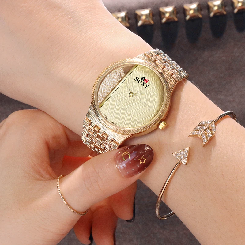 SOXY женские кварцевые часы модные женские часы в стиле кэжуал женские золотые часы для женщин женские часы montre femme