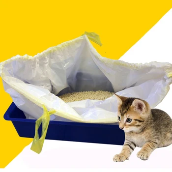 

30 Pcs/Lot Cat Litter Bag Drawstring Garbage Bags Cat Cleaning Thick HDPE Pet Special Plastic Bag S/M/L/XL Stringing Trash Bags