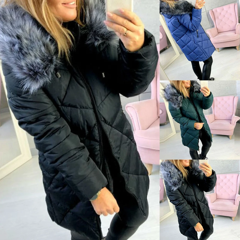 

OEAK Fashion Warm Hooded Jacket Female Parkas Ladies Thick Parkas Coats 2019 Autumn Winter New Drawstring Waist Design Jackets