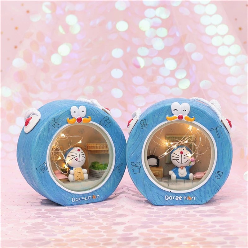

Modern Cartoon Blue Kitten Night Lamp Home Decor Children's Birthday Gift Resin Machine Cat Night Light Kids Bedside Ornaments