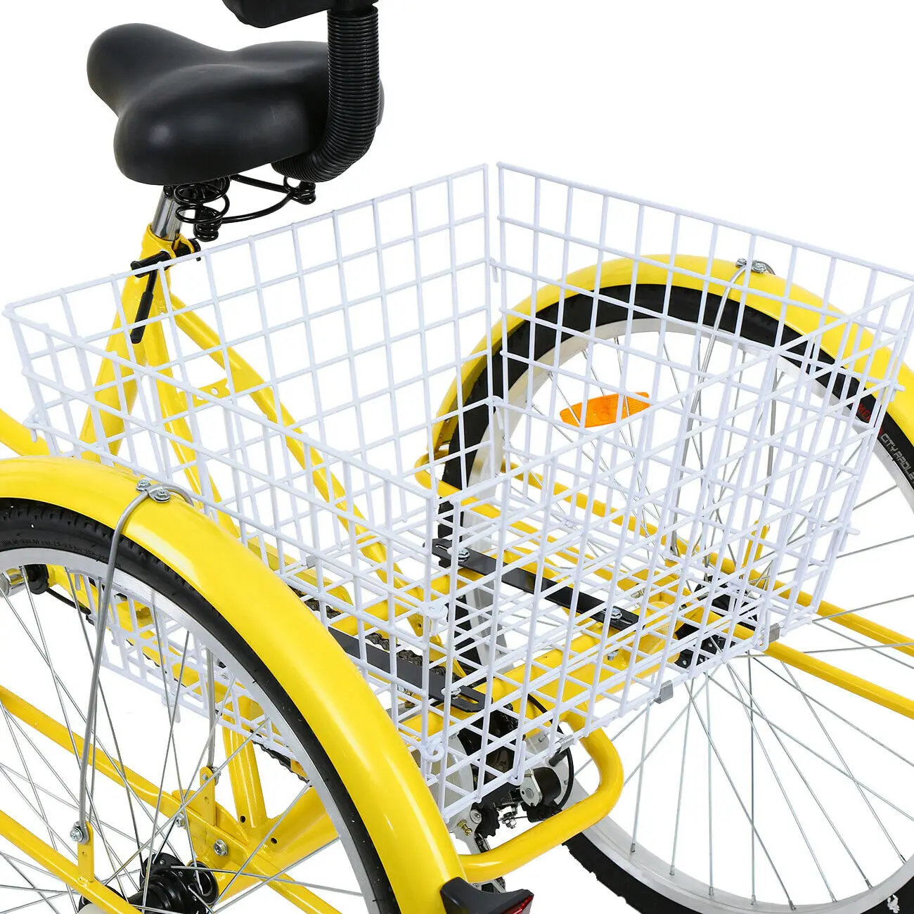 Ridgeyard 26'' Shopping Fahrrad 7-Gang Erwachsene Dreirad Tricycle Fahrrad Gelb 