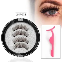 Genailish магнитные ресницы с 3 магнитами натуральные ручной работы полная полоса накладные ресницы с аппликатором maquiagem 24P-Z-3-T