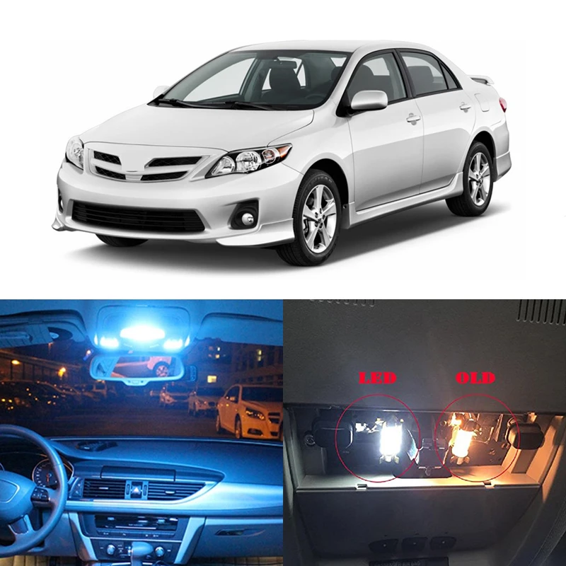 8 Pcs T10 License Plate Lights Interior Package Kit For Toyota Corolla 2014 Car Parts Car External Lights Indicators