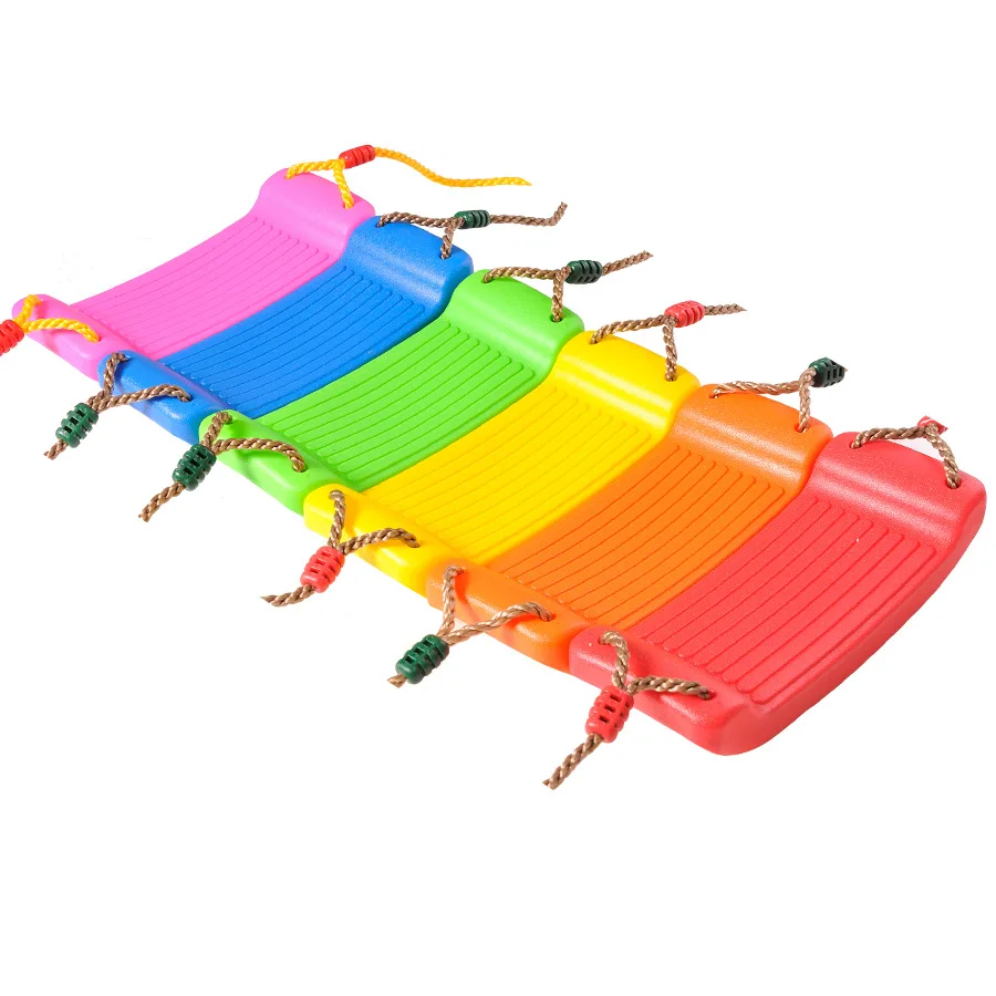 

Flying Toy Garden Swing Kids Hanging Seat Toys with Height Adjustable Ropes Indoor Outdoor Toys Rainbow Curved Board Swing Chair