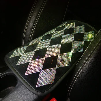 

Crystal Car Armrest Cover Bling Sparking Rhinestone Pad for Armrests Center Console Car Armrest Cushion Box Covers Women