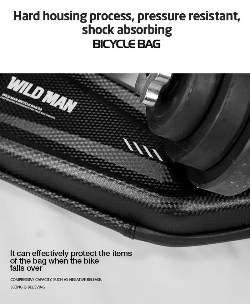 WILD MAN Bicycle Bag Triangular Bike Bag 1.5L Large Space Rainproof Mountain Bikes Road Bikes Frame Bag Storage Panniers