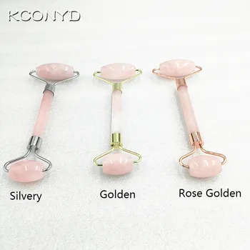 

Free shipping KCONYD Factory Wholesale High quality 100% Natural Jade Face Roller-Rose quartzl-Straight hand-Classic stents