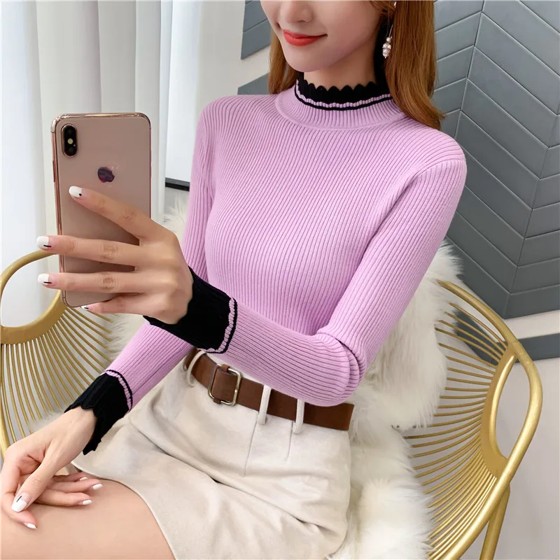 Pullover Jumper Sweater Women Room 137233, Row 6, No.4, Lower] Actual Photo Of New Slim Collar T-shirt Bottoming Shirt 34