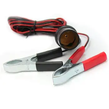 

Clip-on Car Cigarette Lighter Socket Female Adapter Cigarette Splitter Plug Extension Cord with Battery Alligator Clamps 150CM