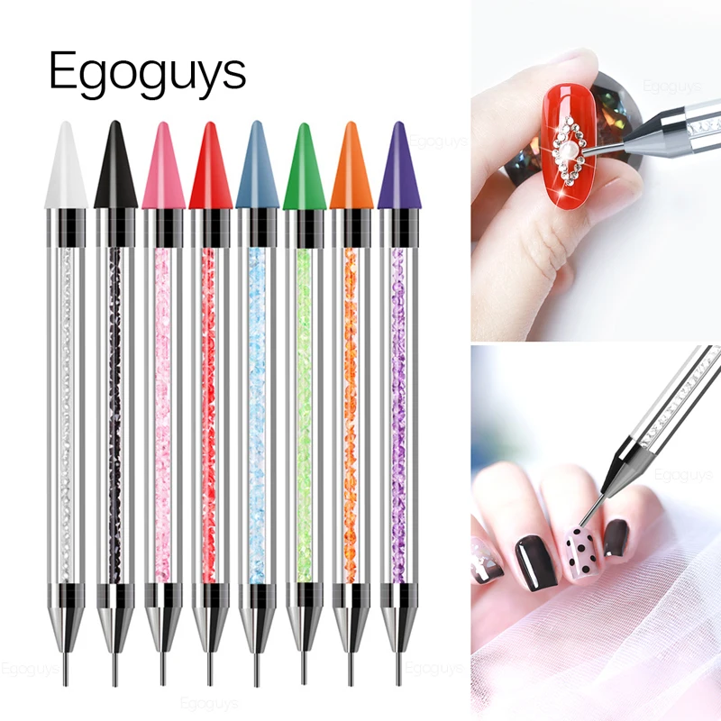Colourful 2 Way Acrylic Steel Dotting Wax Pen Crystal Picking Picker Nail Art Drill Pencil