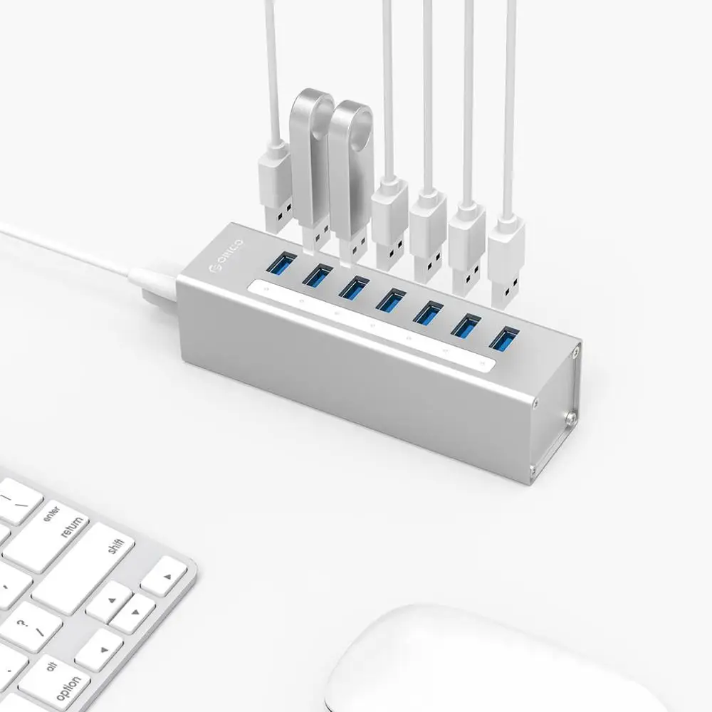ORICO алюминий 7 портов мульти USB3.0 концентратор сплиттер 5 Гбит/с Высокая скорость передачи для ноутбука ЕС разъем