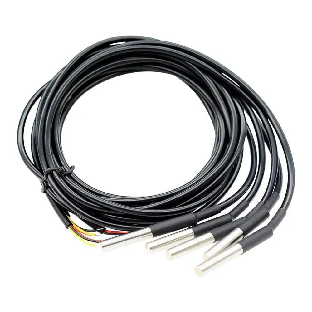

DS18B20 Waterproof Digital Temperature Sensor Thermistor Thermal Cable 5pcs Essential Accessories