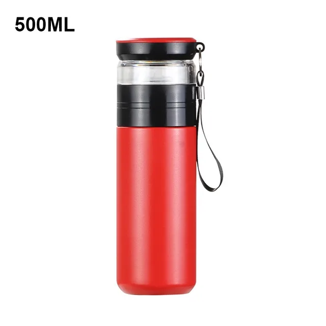 Insulated Cup with Filter 316 Stainless Steel Tea Bottle Tea Infuser Vacuum Cup with Glass Infuser Separates Tea and Water 500ML red 500ml
