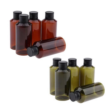 

Pack or 5 Travel Bottles with Cosmetic Containers 100ML - Portable Leak Proof Refillable Toiletry Containers - Squeezable Tubes