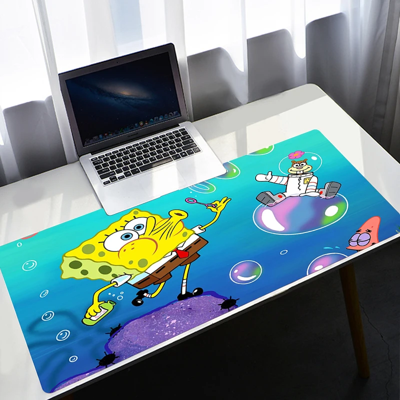 Cortoon Cute Desk Mat Kawaii Girl Mouse Pad Gamer Keyboard Padmouse Gaming Mousepad SpongeBobes Speed Computer Accessories Mats black and white gamer mouse pad gaming mousepad speed desk mat laptop gaming mats for office carpet desk accessories game pads