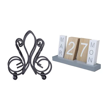 

2 Pcs Accessories: 1 Pcs Kitchen Metal Shelf Rack Cutting Board Large Bearing Capacity Holder & 1 Pcs Wooden Calendar Desktop Di
