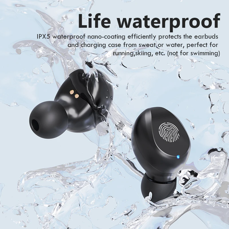 Wireless Headphones Touch Control Power Digit-Display Earphone Bluetooth Sport Waterproof With Mic wireless headphones