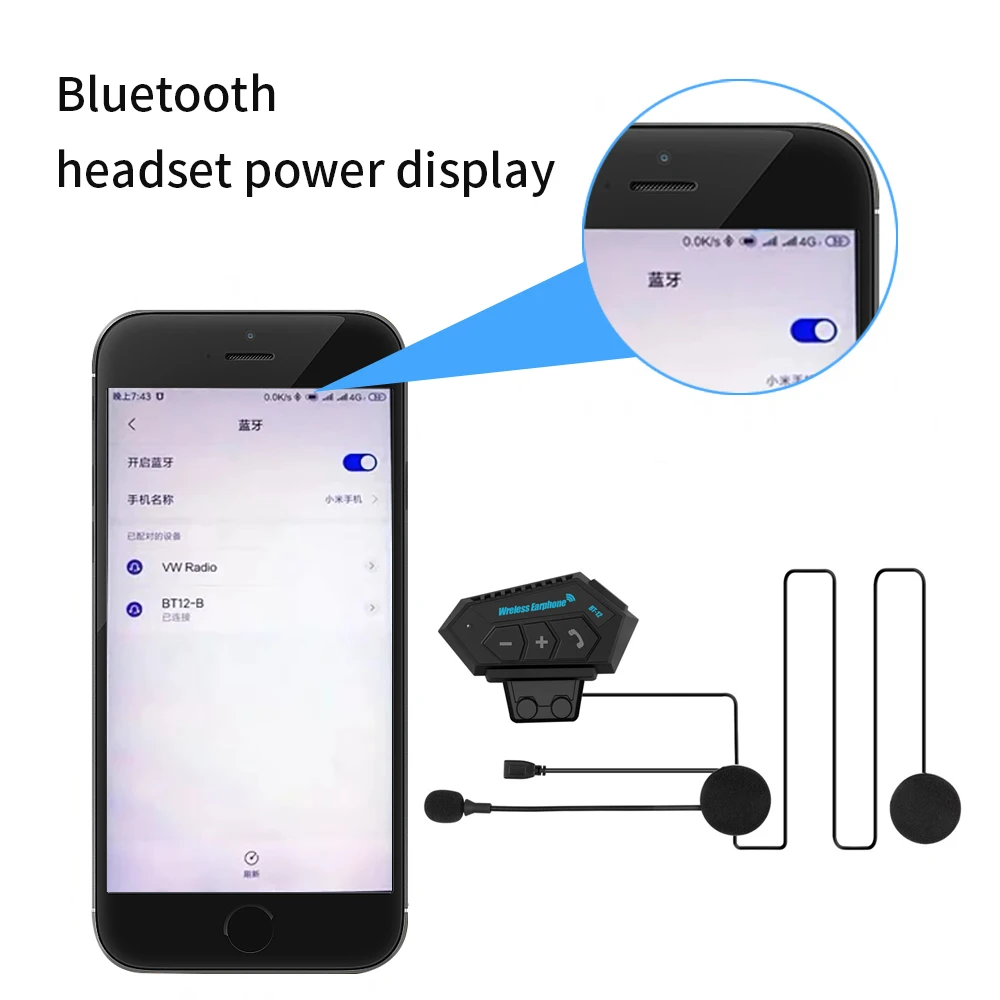 Anti-interferência Bluetooth motocicleta capacete fone de ouvido