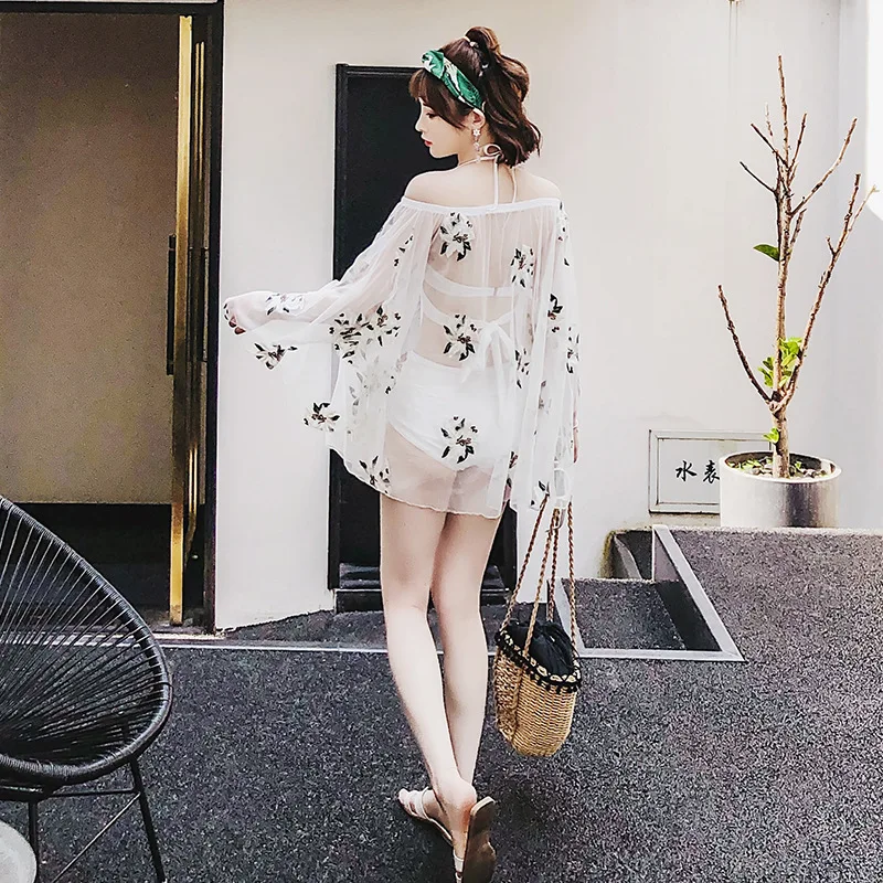 

Si man qi Bathing Suit Women's Three-piece Set South Korea Hot Springs Graceful Bikini Push up Underwire Small Bust Slimming Bel