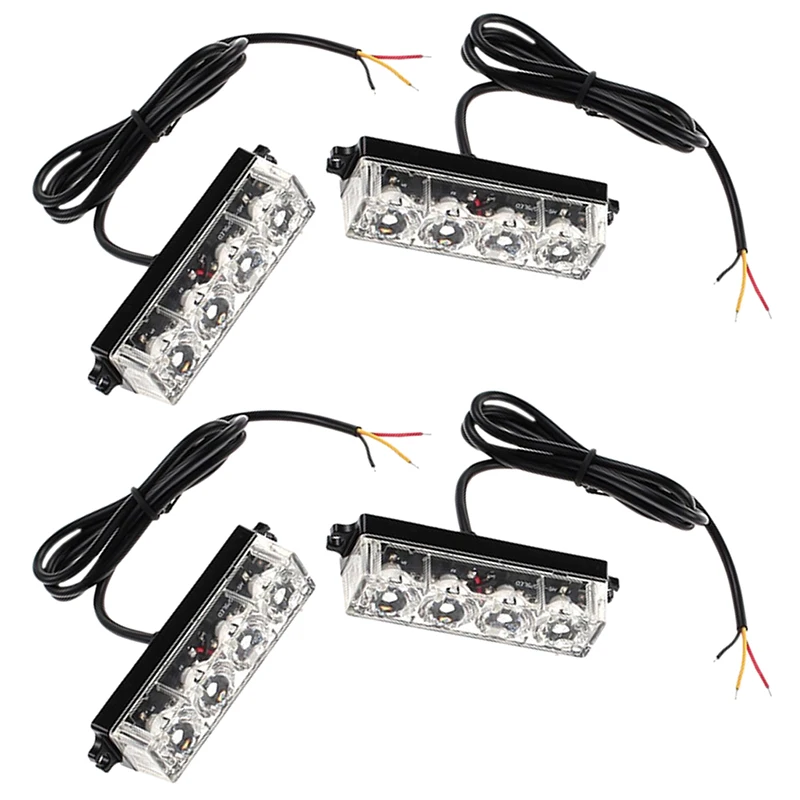 4x12/24v Черный Восстановление стробоскоп 4LED огни оранжевый гриль пробоя мигающая лампа красный