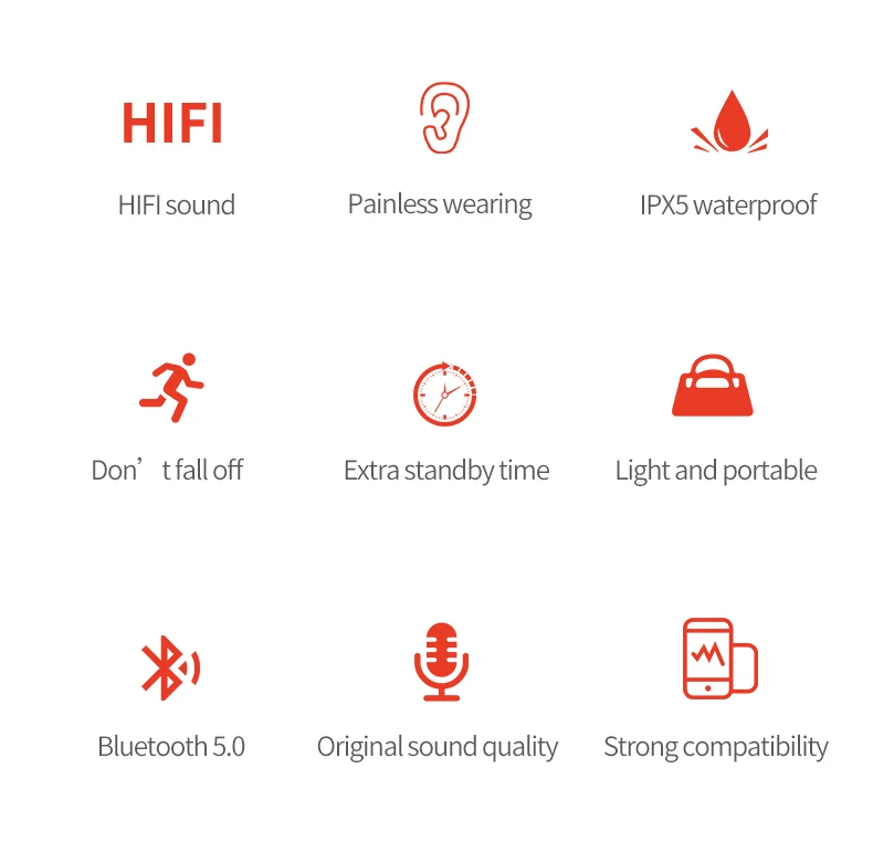 Comerow Bluetooth 5,0 наушники-вкладыши Спортивные Беспроводные Bluetooth Влагозащищенные гарнитура бас наушники с микрофоном для телефона iPhone Xiaomi