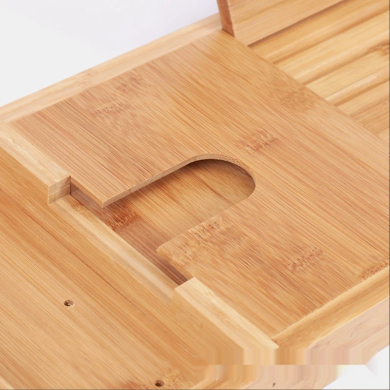 Multi Function Bamboo Bathtub Caddy Tray Shelf for Bath Tub Toilet Spa Bathtub Book Wine Tablet Holder Bath Tray Organizer Rack