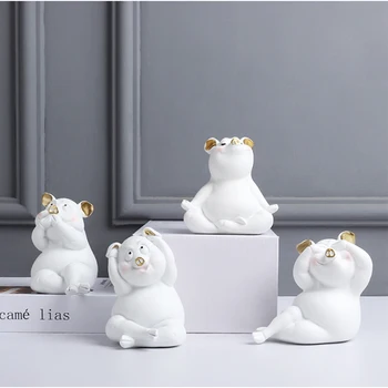 

Nordic Resin Cute Piglet Crafts Ornaments Home Wine Cabinet Children's Room TV Cabinet Animal Statue Decoration To Send Gifts