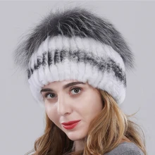 Натуральный настоящий мех кролика, шапка, женский зимний теплый вязаный, натуральный, серебристый, Лисий мех, шапка, русская милая леди, мех кролика Рекс, шапочки