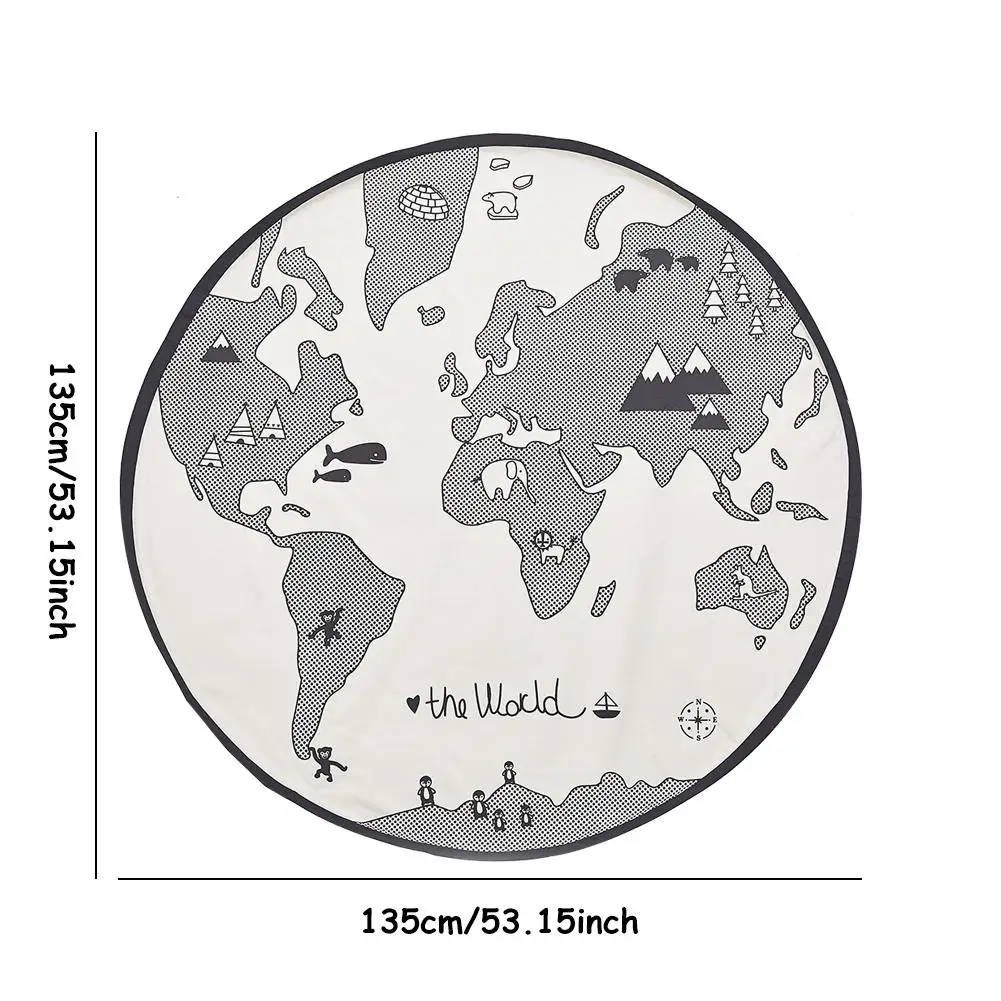53,15 дюймов активность игровой коврик с картой мира для дети младенец Начинающий ходить малыш образовательный складной хлопковый круг игровой коврик ковер для ребенка